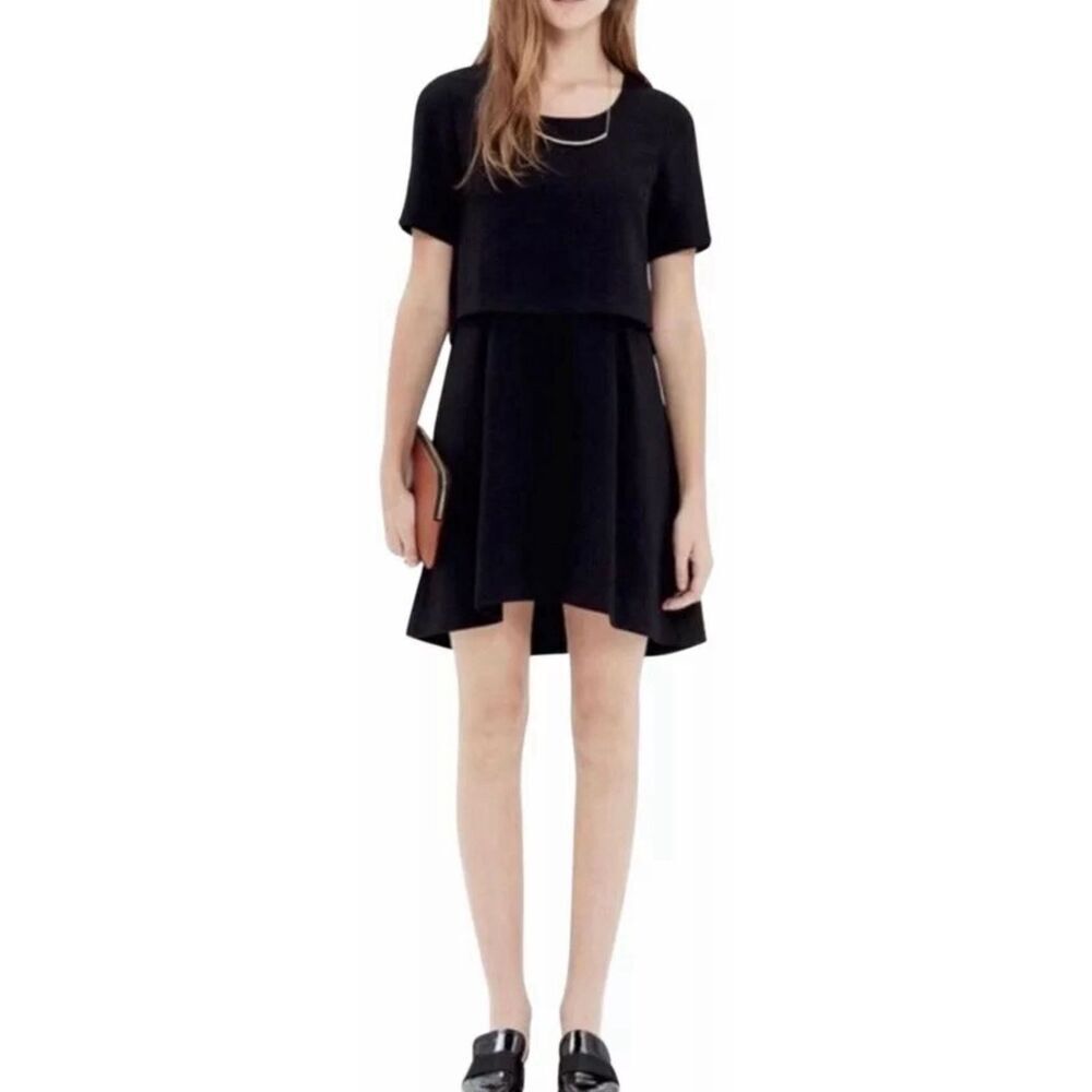 Madewell Folio Dress Black Two Piece Layered‎ Look Textured Fabric Size 12